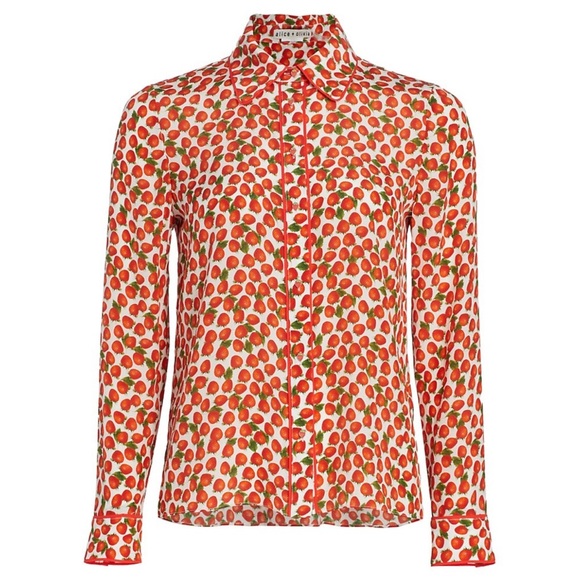 Alice + Olivia Tops - Alice and Olivia “Willa Strawberry Silk Shirt”